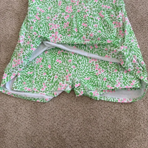 Fabletics Sporty Built in Short Dress Green Pink Floral Athletic Dress - Picture 6 of 11